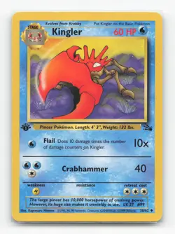 Pokemon TCG - Kingler 38/62 Moderately Played Uncommon Fossil 1st Edition - Image 1