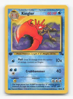 Pokemon TCG - Kingler 38/62 Moderately Played Uncommon Fossil 1st Edition - Image 1