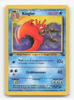 Pokemon TCG - Kingler 38/62 Moderately Played Uncommon Fossil 1st Edition - Image 1