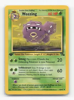 Pokemon TCG - Weezing 45/62 Moderately Played Uncommon Fossil 1st Edition - Image 1