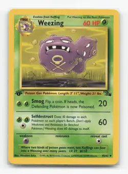 Pokemon TCG - Weezing 45/62 Moderately Played Uncommon Fossil 1st Edition - Image 1