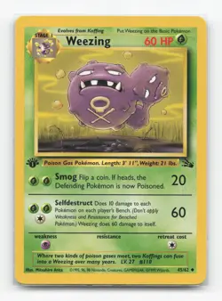 Pokemon TCG - Weezing 45/62 Moderately Played Uncommon Fossil 1st Edition - Image 1