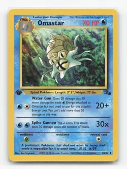 Pokemon TCG - Omastar 40/62 Moderately Played Uncommon Fossil 1st Edition - Image 1