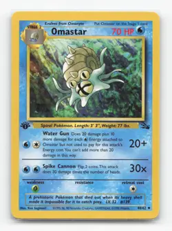 Pokemon TCG - Omastar 40/62 Moderately Played Uncommon Fossil 1st Edition - Image 1