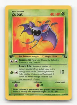 Pokemon TCG - Zubat 57/62 Moderately Played Common Fossil 1st Edition - Image 1