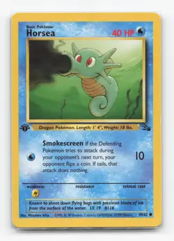 Pokemon TCG - Horsea 49/62 Moderately Played Common Fossil 1st Edition - Image 1