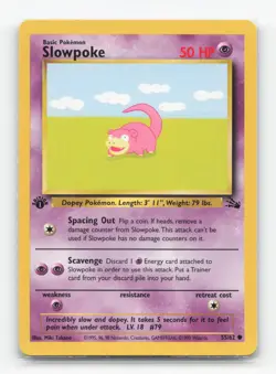 Pokemon TCG - Slowpoke 55/62 Moderately Played Common Fossil 1st Edition - Image 1