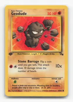 Pokemon TCG - Geodude 47/62 Moderately Played Common Fossil 1st Edition - Image 1