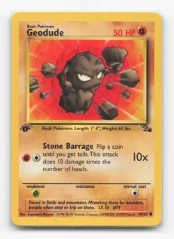 Pokemon TCG - Geodude 47/62 Moderately Played Common Fossil 1st Edition - Image 1