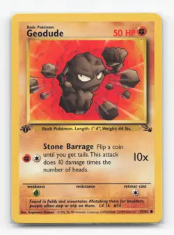 Pokemon TCG - Geodude 47/62 Moderately Played Common Fossil 1st Edition - Image 1