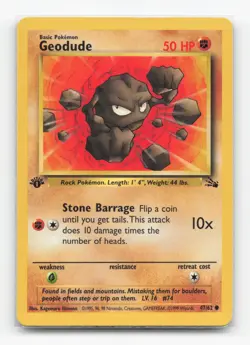 Pokemon TCG - Geodude 47/62 Moderately Played Common Fossil 1st Edition - Image 1