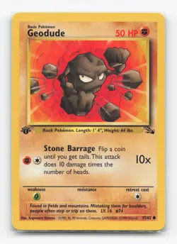 Pokemon TCG - Geodude 47/62 Moderately Played Common Fossil 1st Edition - Image 1