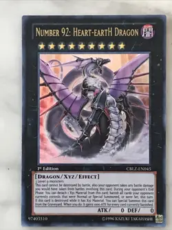 2x Yu-Gi-Oh! “Number 92: Heart-Earth Dragon Ultra Rare 1st Ed CBLZ-EN045 - Image 2