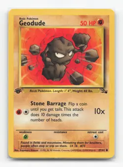 Pokemon TCG - Geodude 47/62 Moderately Played Common Fossil 1st Edition - Image 1