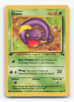 Pokemon TCG - Ekans 46/62 Moderately Played Common Fossil 1st Edition - Image 1