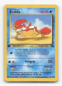 Pokemon TCG - Krabby 51/62 Moderately Played Common Fossil 1st Edition - Image 1