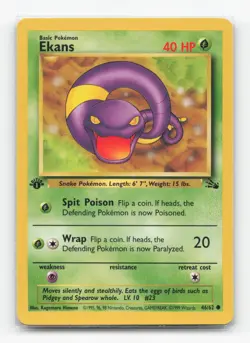 Pokemon TCG - Ekans 46/62 Moderately Played Common Fossil 1st Edition - Image 1
