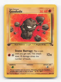 Pokemon TCG - Geodude 47/62 Lightly Played Common Fossil 1st Edition - Image 1