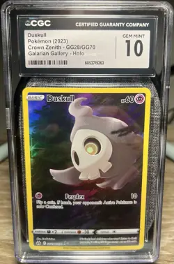 CGC 10 GEM MINT Pokemon Duskull GG28/GG70 Crown Zenith Galarian Gallery - Image 1