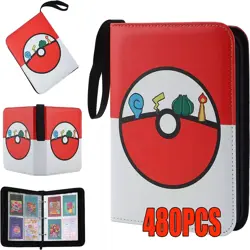 Pokemon Card Folder 4 Pockets Trading Album 480 Cards Portfolio Binder Wallet UK - Image 1