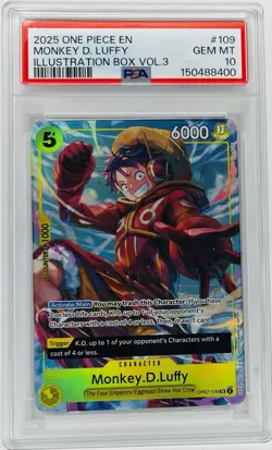 2025 One Piece Illustration Box Vol.3 Promo Monkey D. Luffy #109 PSA 10 GEM MINT - Image 1