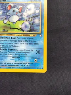 Pokemon Cards: Neo Genesis 1st Edition Common: Marill 66/111 - Image 4