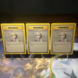 Vintage Pokemon TCG Trainer Professor Oak Lot of 3 Cards Nintendo English - Image 1