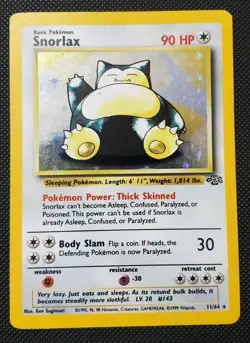 Pokemon TCG Snorlax Jungle Holo Rare Card 11/64 - Image 1