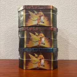 Set of 3 Pokemon Hidden Fates Tins Charizard Gyarados Raichu -Sealed- See photos - Image 5