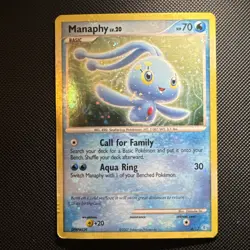 Manaphy 4/12 DP Trainer Kit: Manaphy & Lucario Holo Pokemon TCG HP with Swirl - Image 1