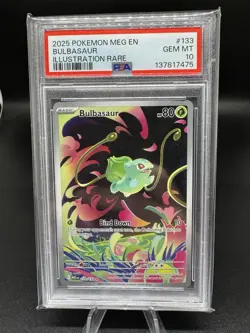 2025 POKEMON MEG EN-MEGA EVOLUTION ILLUSTRATION RARE #133 BULBASAUR PSA 10 - Image 1