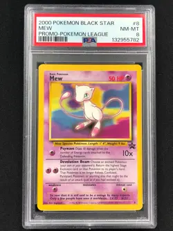 Pokemon 2000 Mew Black Star League Promo 8 PSA 8 - Image 1
