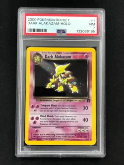Pokemon 2000 Dark Alakazam 1/82 Holo PSA 7 - Image 1