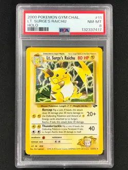 Pokemon 2000 Lt. Surge's Raichu Holo 11/132 PSA 8 - Image 1
