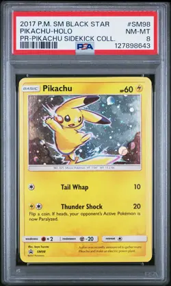 2017 POKEMON SM BLACK STAR PROMO PIKACHU SIDEKICK COLLECTION PIKACHU-HOLO PSA 8 - Image 1