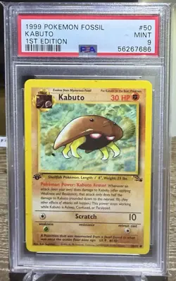 1999 POKEMON FOSSIL 1ST ED #50 KABUTO PSA 9 - Image 1