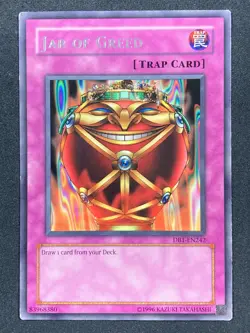 YuGiOh Jar of Greed Rare Dark Beginning 1 DB1-EN242 MP - Image 1