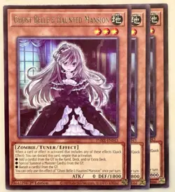 Yugioh! 3x Ghost Belle & Haunted Mansion PHRE-EN043 Rare 1st Ed NM - Image 1