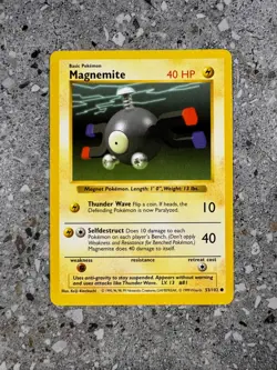 Pokemon TCG Cards SHADOWLESS Base Set Magnemite 53/102 NM - Image 1