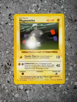 Pokemon TCG Cards SHADOWLESS Base Set Magnemite 53/102 NM - Image 3