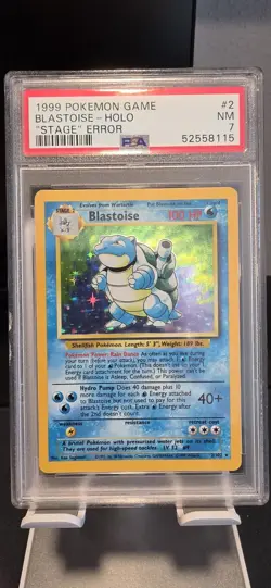 1999 Pokemon Base Set Blastoise No Stage Error Holo Rare 2/102 - Image 1