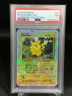 2002 Pokemon Legendary Collection #86 Pikachu Reverse Holo Foil PSA 7 NM - Image 1