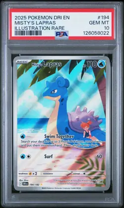2025 POKEMON DRI EN-DESTINED RIVALS ILLUSTRATION RARE #194 MISTY'S LAPRAS PSA 10 - Image 1