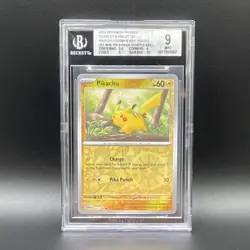 Pokemon Pikachu 2024 Scarlet & Violet 151 025/165 Beckett 9 Reverse Holo Costco - Image 1