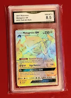 Pokemon TCG Metagross GX Hyper Rainbow Rare 157 Guardians Rising GMA 8.5 NM-MT+ - Image 1