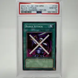 Block Attack #133 2002 Yu-Gi-Oh! 1st Edition Metal Raiders PSA 10 - Image 1