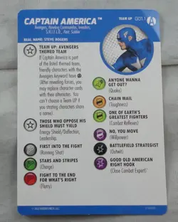 Heroclix Avengers Forever Captain America Team Up Card 001.1 - Image 1
