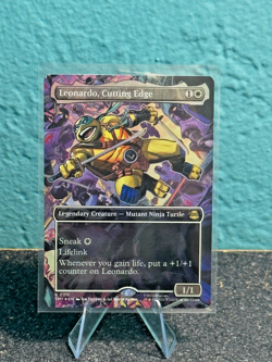 Leonardo, Cutting Edge (Borderless Foil) TMT MTG Ninja Turtles NM - Image 1