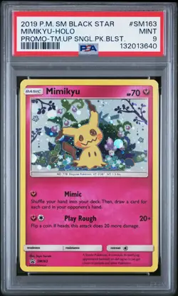 POKEMON TEAM UP SM BLACK STAR PROMO MIMIKYU #SM163 HOLO PSA 9 MINT #132013640 - Image 1