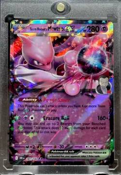 MEWTWO RARE STAR REFRACTOR HOLO TEAM ROCKET POKEMON CARD TCG MINT - Image 1